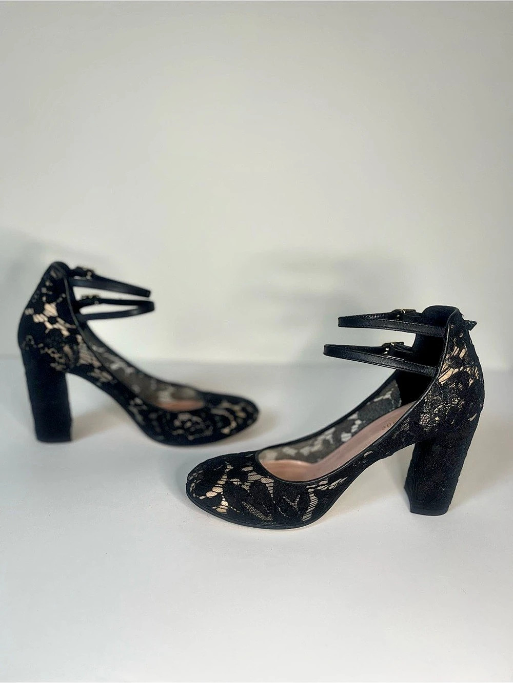 kate spade new york Baneera Black Lace Double-Strap Block Heel Pumps - Picture 5 of 5